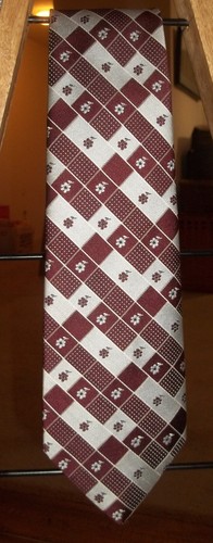 Vintage 70s Christian Dior Cravates Burgundy Silver Funky Design Poly 52x4