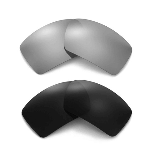 Walleva Two Pairs Polarized Lenses For Oakley Eyepatch 2   Titanium + Black