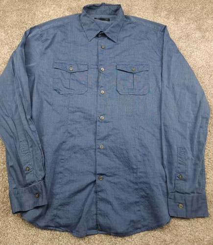 John Varvatos USA Button Up Shirt Mens Large Blue Cotton Dress Shirt