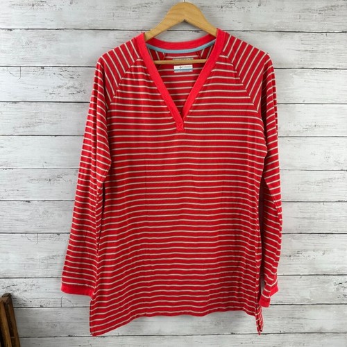 Columbia Womens Large Red V neck Long Sleeve Reel Beauty Outdoor Hiking Shirt