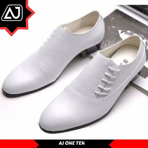 VICENZA SHOES AJ Brand Handmade Welted Men's Genuine White Leather Oxford Lace up Dress Shoes