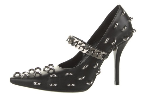 POMPE IN PELLE GIVENCHY $1595 CON CERCHI COLOR ARGENTO TAGLIA 6 36