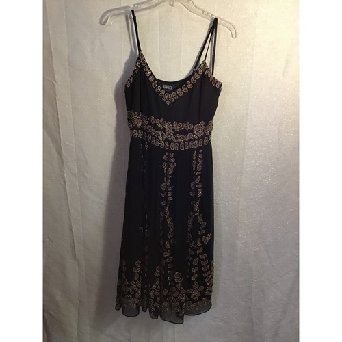 Adrianna Papell Evening Essentials Black and g Beaded dress