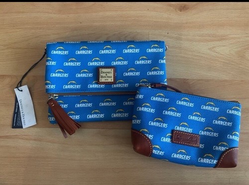 DOONEY & BOURKE LOS ANGELES NFL CHARGERS PURSE NWT & COIN PURSE