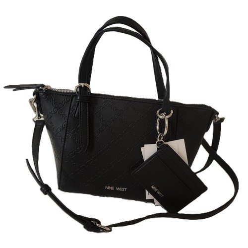 Nine West Kylee Mini Tote Crossbody Handbag & Credit Card Wallet  Black  NWT