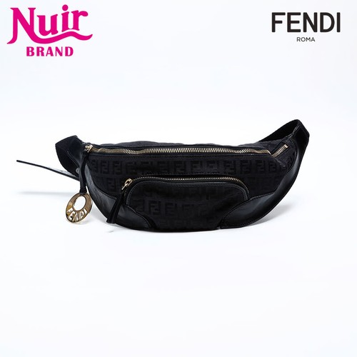 FENDI Waist Bag Canvas Sukkino Black