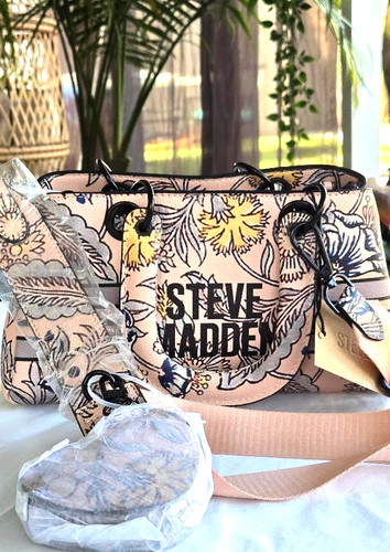 SALE NWT Steve Madden Linen Pink Multi Floral Crossbody Removable Strap Boho