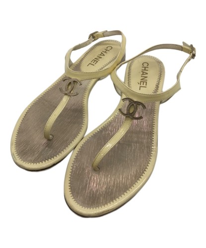 CHANEL Thong Sandals Beige CC COCO Mark size EU 36.5 JP 23.5cm Japan Authentic