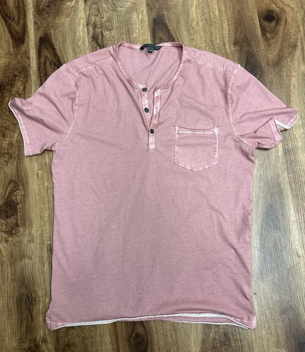 John Varvatos Collection Rex Henley Men Medium Dusted Pink Pocket