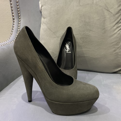 SAINT LAURENT (YSL) Scarpe con tacco alto plateau YSL ALIAMA 105 PUMP PRINT MELILLA ANTRACITE taglia 7 37 EU