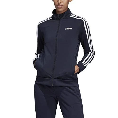 ESSENTIALS adidas L142620 Womens Navy Essential 3 Stripe Tricot Track Jacket Size S