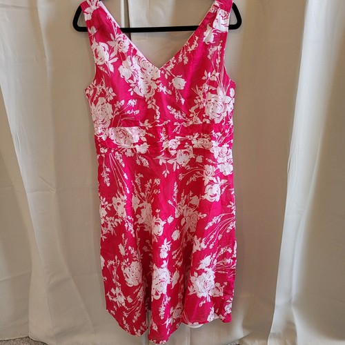 ESSENTIALS Robbie Bee Dress Size 14 Pink Floral 100% Cotton Cottagecore Boho Barbie 16273