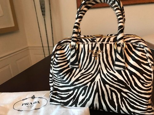 Authentic Prada Vintage Hand Bag Zebra Pattern Unborn Calf Deadstock Not U