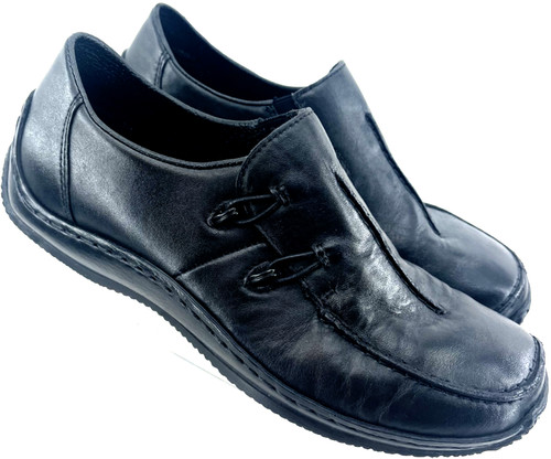 Rieker Antistress Black Slip On Leather Loafer Shoes Women's EU 36 US 5.5