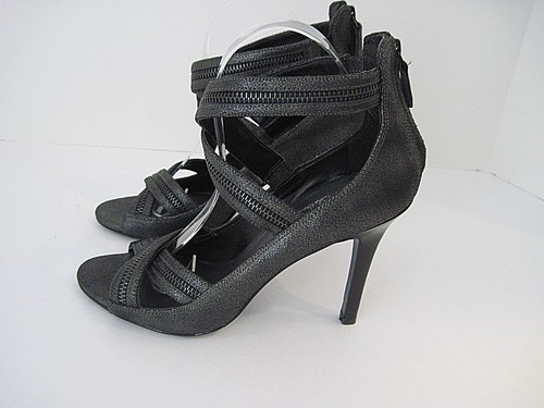 NIKE Maria Sharapova by Cole Haan Gunmetal leather Heels Shoes Zippers Black Size 9B