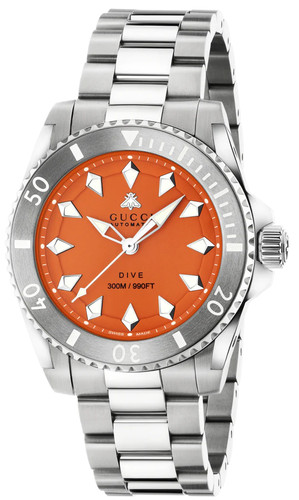 Gucci Dive Automatic Orange Dial Unisex Watch YA136355