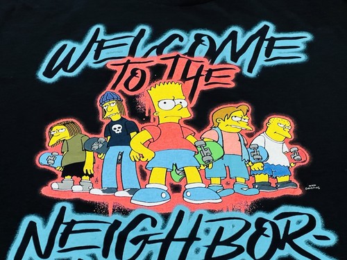 Men's The Simpsons Welcome To The Neighborhood Black Graphic T Shirt Large