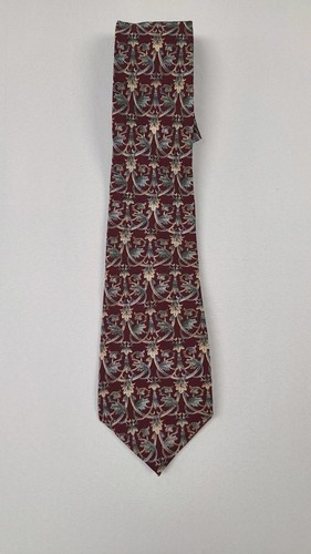 Christian Dior Mens Silk Tie Necktie Paisley Italy Vintage Red Floral