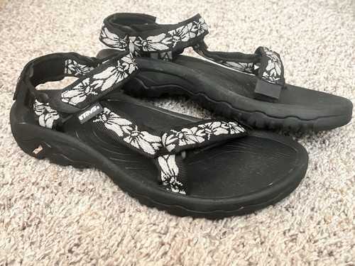 Teva 6433 Hurricane sandali donna taglia 9 floreali sport acquatici outdoor neri
