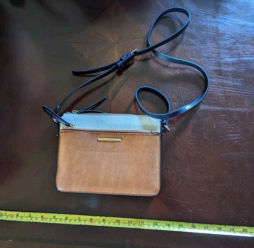 Aldo Classic Tan & Cream Cognac Aseria Crossbody Bag Purse Adjustable Strap