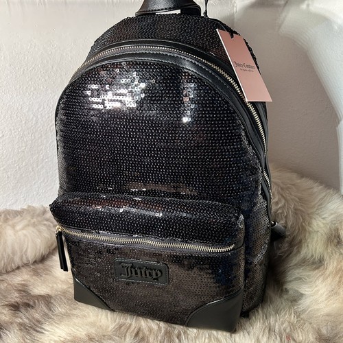 NWT Juicy Couture Blank Canvas Full Size Backpack   Black Sequins