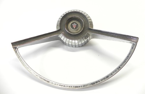 VINTAGE 1965 1966 AMC AMBASSADOR BLACK CHROME STEERING WHEEL HORN RING & MOUNT