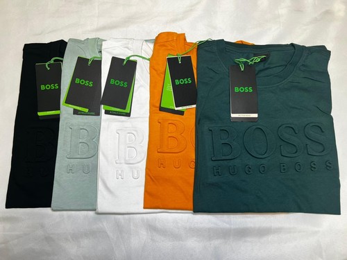Hugo Boss Men’s T Shirt with 3D Embossed Logo Short Sleeve Tee Crew Neck Cotton
