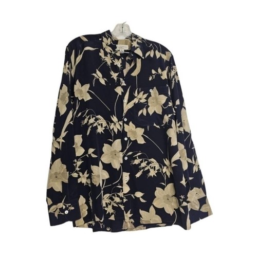 Christian Dior Monsier Floral Hawaiian Shirt Button Down Blue Silk M