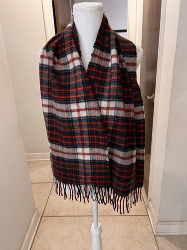 Burberrys Made In Scotland abito cashmere McDonald rosso sciarpa a quadri vintage