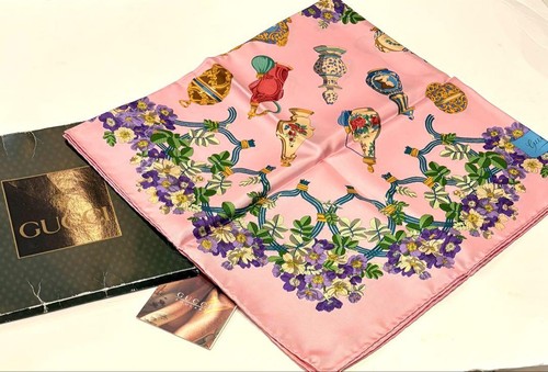 GUCCI Scarf Flower Floral Perfume Bottle Pattern Stole Logo