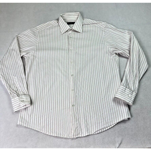 ERMENEGILDO ZEGNA ERMENEGILDO Z Zegna Shirt Mens XXL Button Front Striped White Red