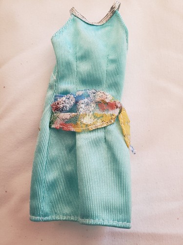 NEIGHBORHOOD Genuine Matel Barbie Doll Aqua W Multi Print Sash Mini Dress EUC
