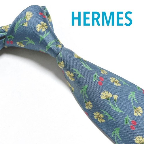 HERMÈS HERME Hermes Necktie Premium Silk Flower Cherry 7558SA