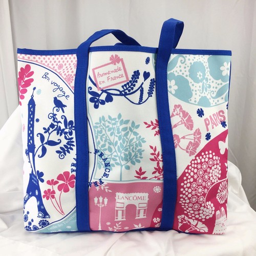 Women's Handbag Paris Tote Bag Lancome Atelier Ize White Blue Pink Eiffel Tower