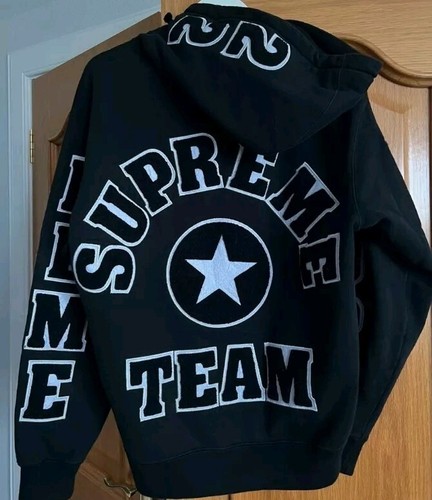 SS22 Supreme Team Chenille Hooded Sweatshirt Size S Small Black hoodie