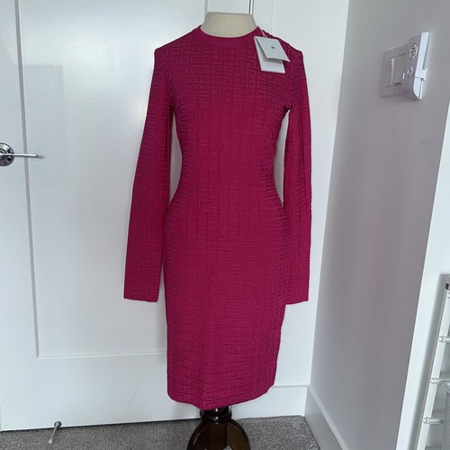 Minidress Givenchy 4G logo jacquard rosa brillante esaurito $2120 nuovo con etichette