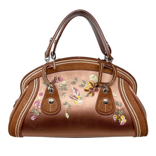 Dior 2005 Galliano Embroidered Satin Floral Bag Limited Edition