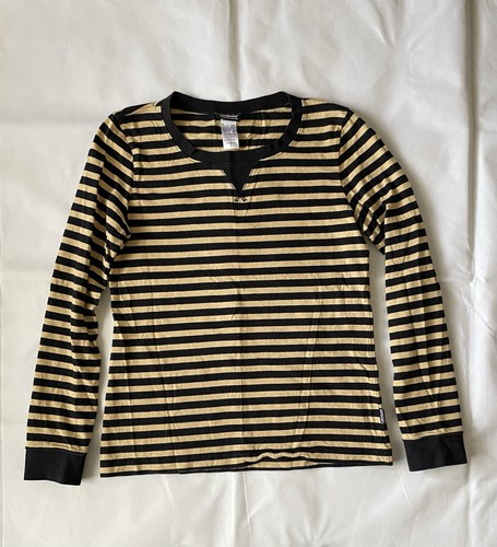 PATAGONIA Women’s Black And Yellow Stripped Patagonia Long Sleeve Shirt Size Y2K