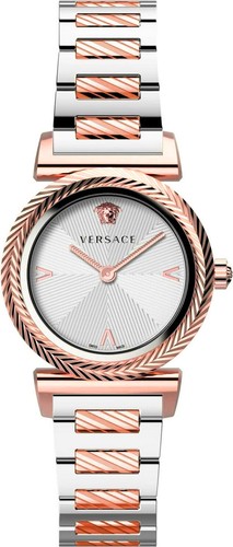 Versace VERE02420 V Motiv weiss silber roség Edelstahl Armband Uhr Damen NEU