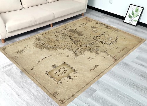 Lord Of The Rings Rug  Middle Earth Map Rugs  Lotr Rug  Retro Map Rug  Home
