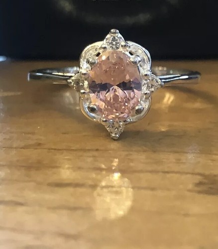 Avon Sterling 925 Avon Pink Ring with CZ Accents Size 6 Signed RJ 925 NIB