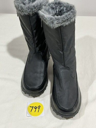 LI NING Woman’s Totes Alicia Black Nylon Outer Faux Fur Lining Midcalf Winter Boot 8w