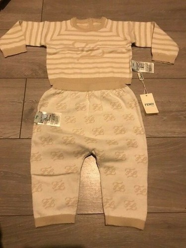 Fendi Kids 2 Pezzi Gonna BFEM Camicia e Pantaloni Jersey Elasticizzato Rosa   Taglia 12M