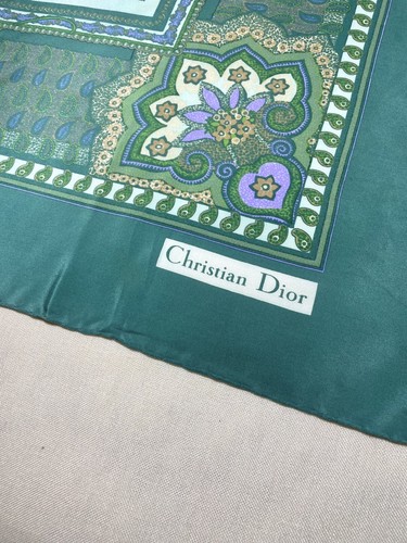 Christian Dior Green Paisley Scarf