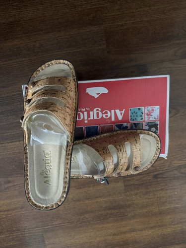 Alegria Womens Fiona Sandal Size 38 7.5 Tan Cork Adjustable Strap Platform Shoe