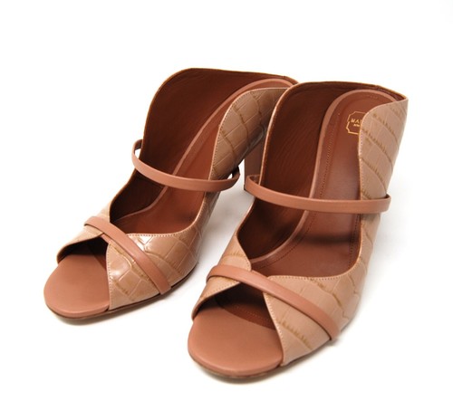 Malone Souliers women Norah nude faux alligator leather open toe pumps 39   9 US