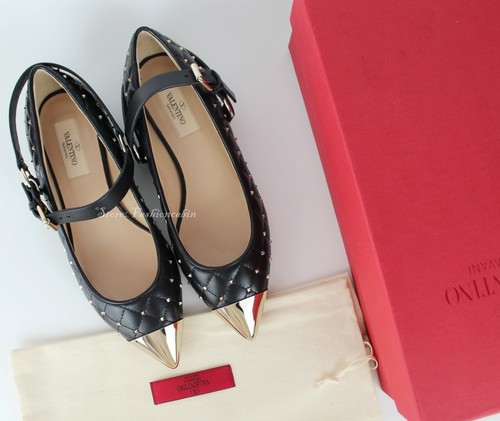 NUOVE Piastrelle trapuntate Valentino Garavani Rockstud Spike  Pelle Nera  EUR 36  $995