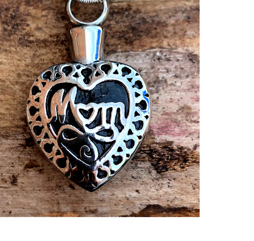CHROME HEARTS Collana argento sterling 925 ciondolo URNA CREMAZIONE CUORE MAMMA 22"