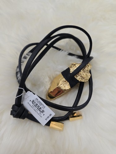 COLLANA CIONDOLO PEPITA IN PELLE MICHAEL KORS TONO ORO NUOVA CON ETICHETTE