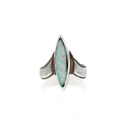 Vtg Navajo Sterling Silver Opal Ring Ted Ott Native American Handcrafted 9 3 4